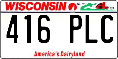 WI license plate 416PLC