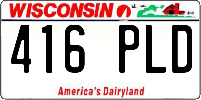WI license plate 416PLD