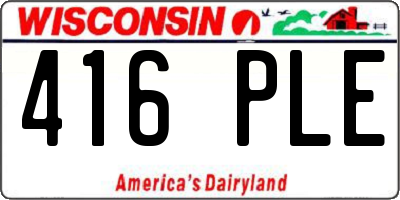 WI license plate 416PLE