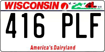 WI license plate 416PLF