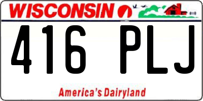 WI license plate 416PLJ