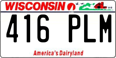 WI license plate 416PLM