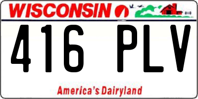WI license plate 416PLV