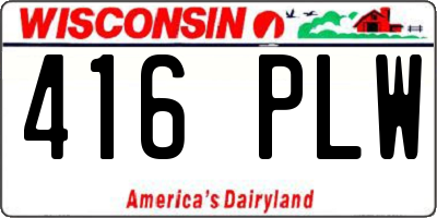 WI license plate 416PLW