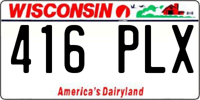 WI license plate 416PLX