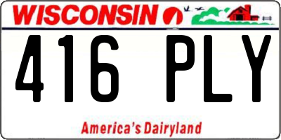 WI license plate 416PLY