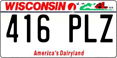 WI license plate 416PLZ