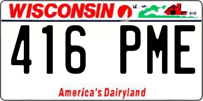 WI license plate 416PME