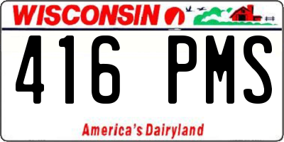 WI license plate 416PMS