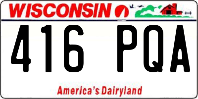 WI license plate 416PQA