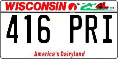 WI license plate 416PRI