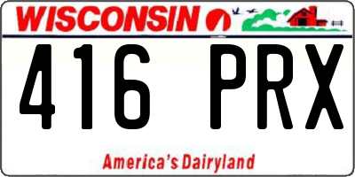 WI license plate 416PRX