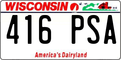 WI license plate 416PSA