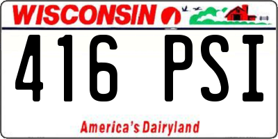 WI license plate 416PSI