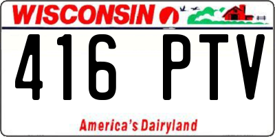 WI license plate 416PTV