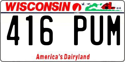 WI license plate 416PUM