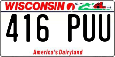 WI license plate 416PUU