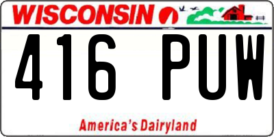 WI license plate 416PUW
