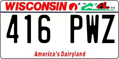 WI license plate 416PWZ
