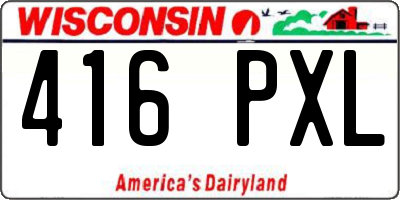 WI license plate 416PXL