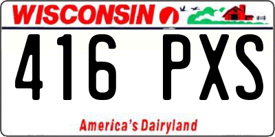 WI license plate 416PXS