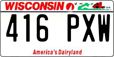 WI license plate 416PXW