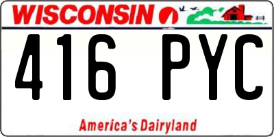 WI license plate 416PYC