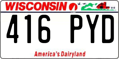 WI license plate 416PYD