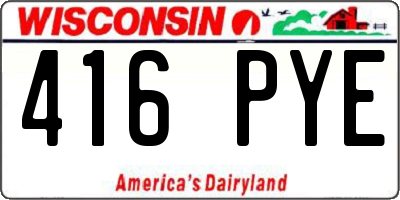 WI license plate 416PYE