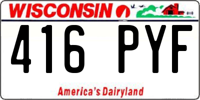 WI license plate 416PYF