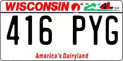 WI license plate 416PYG