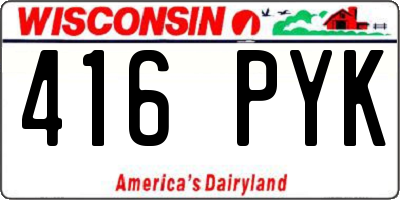 WI license plate 416PYK