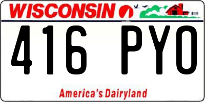 WI license plate 416PYO