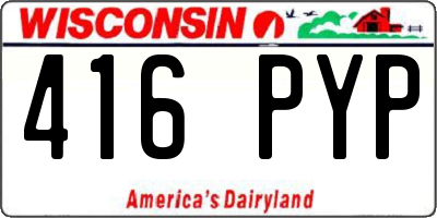 WI license plate 416PYP