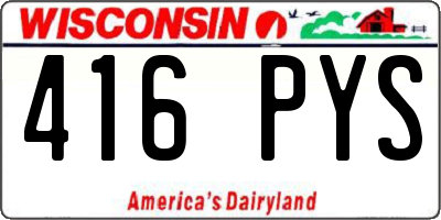 WI license plate 416PYS