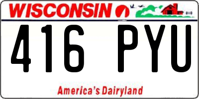 WI license plate 416PYU