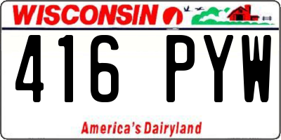 WI license plate 416PYW