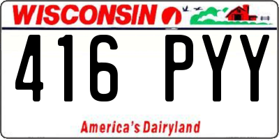 WI license plate 416PYY
