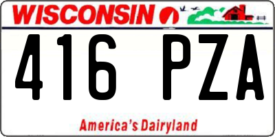 WI license plate 416PZA