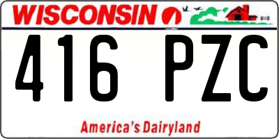 WI license plate 416PZC