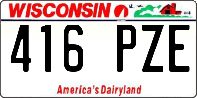 WI license plate 416PZE