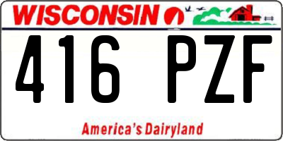 WI license plate 416PZF