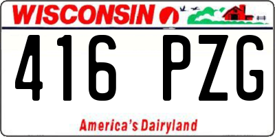 WI license plate 416PZG