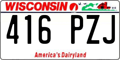 WI license plate 416PZJ