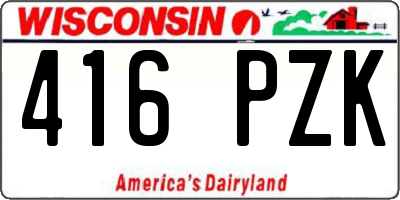WI license plate 416PZK