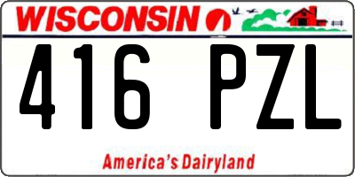 WI license plate 416PZL