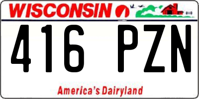 WI license plate 416PZN