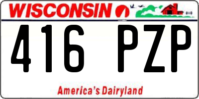 WI license plate 416PZP