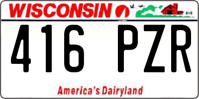 WI license plate 416PZR