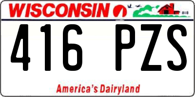 WI license plate 416PZS